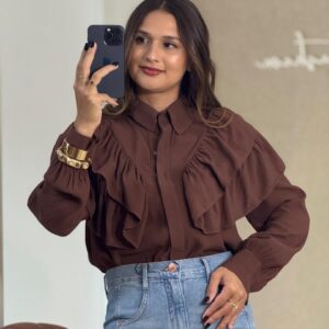 Camisa Reta Com Babados