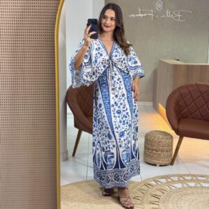Vestido Cropped Estampado Porcelana