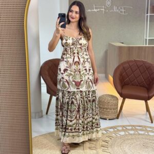 Vestido Longo Estampado Jardim Louise