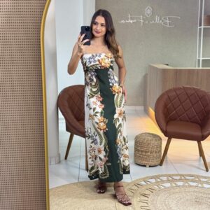 Vestido Longo Estampado Natureza Verde
