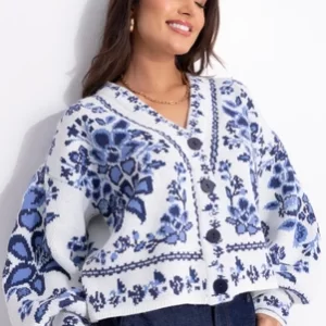 Cardigan Tricot Porcelana
