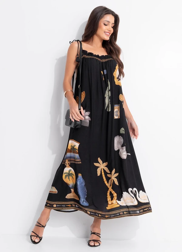 Vestido Longo Bibelo Preto