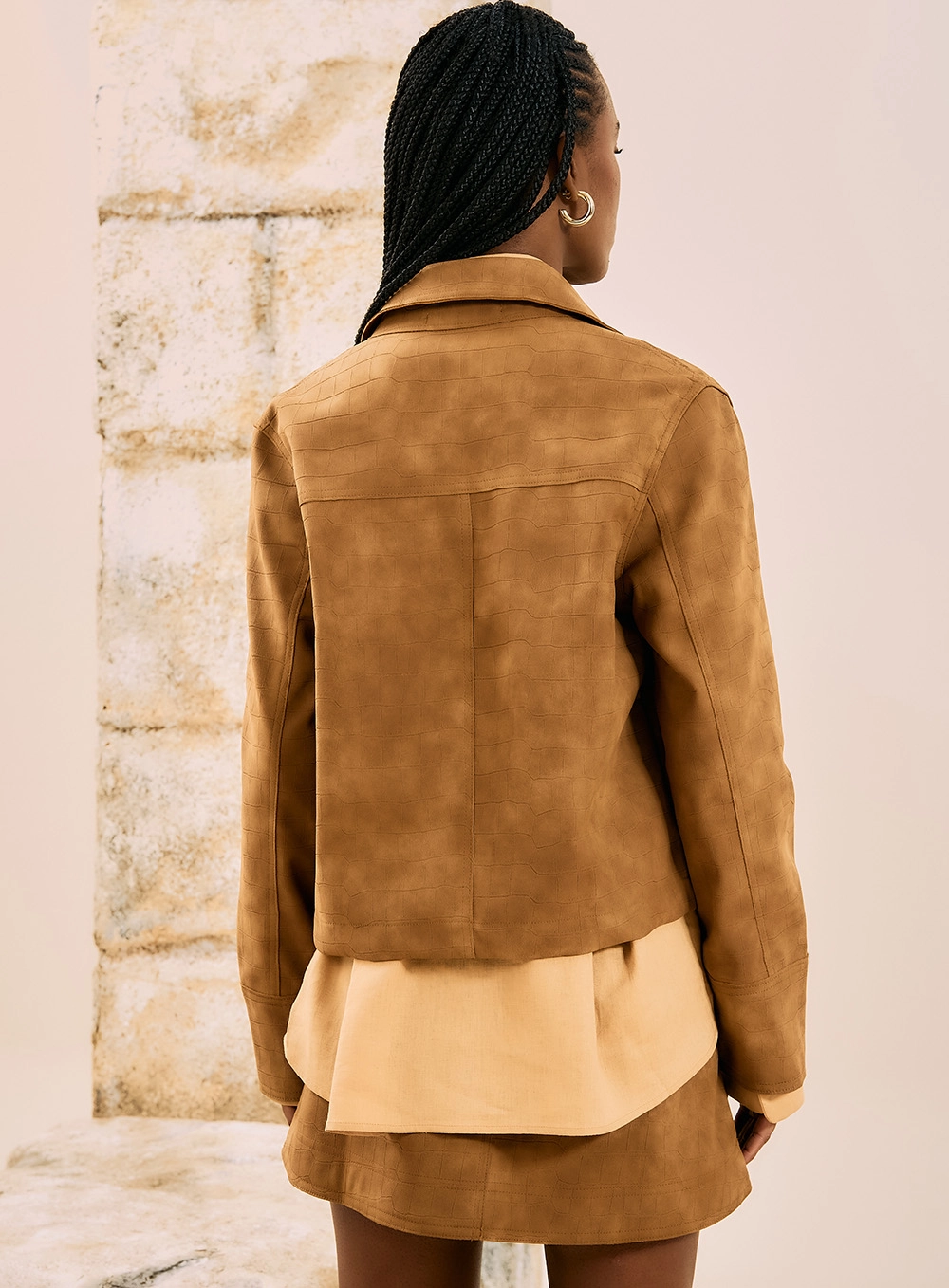 Camisa Cropped Suede Croco - Imagem 3