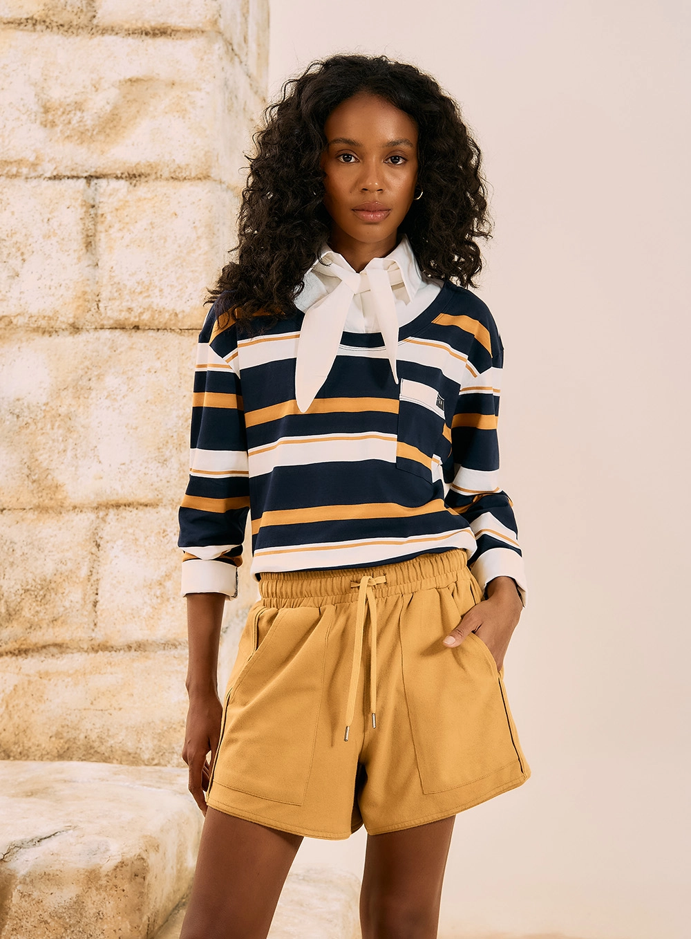 Blusa Polo Listrada Estilo Rugby