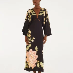 Vestido Longo Manga Estampado Jamile