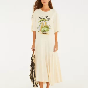 Vestido Midi Estampado Carrinho De Coco