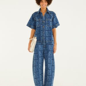 Calça Jeans Barrel Laser Rio Gráfico Jeans Medio