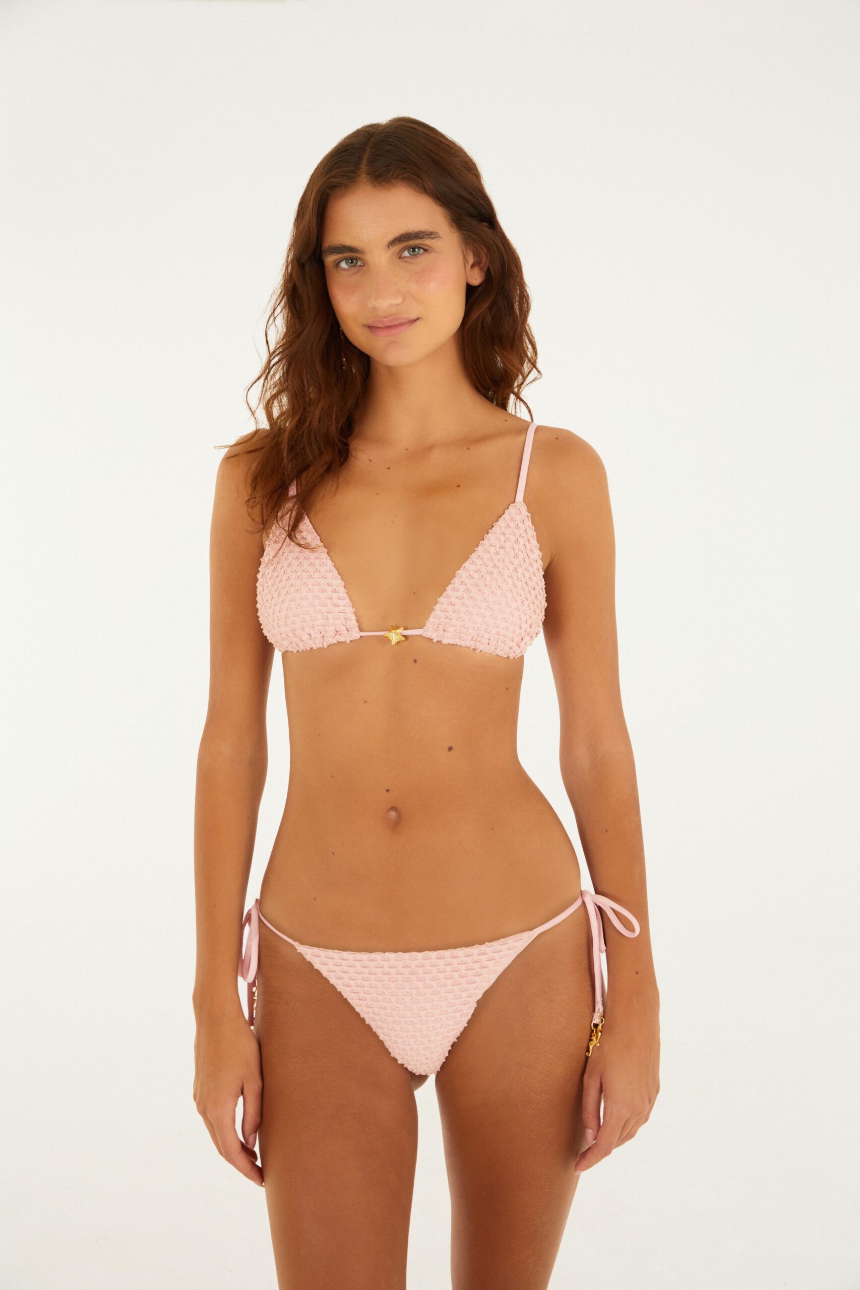 Biquini Lacinho Textura Rosa Bethania