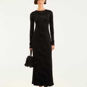 Vestido Cropped Devore Banana Preto