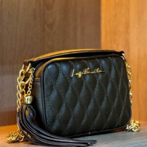 BOLSA CLÁSSICA EM COURO VERDE E ALÇA DE CORRENTES PEQUENA