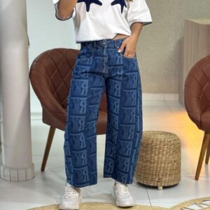 Calça Jeans Barrel Laser Rio Gráfico Jeans Medio