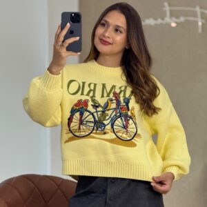 Casaco Tricot Bicicleta Aves