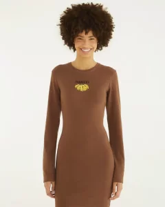 Vestido Manga Longa Bordado Bananas