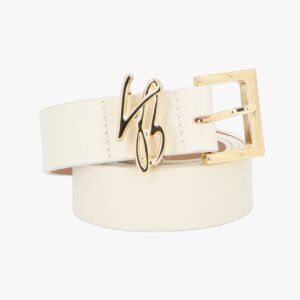 CINTO EM COURO OFF WHITE COM PASSANTE LB