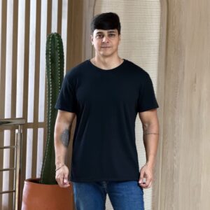 camiseta regular waffle preta