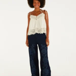 Calça Jeans Laser Floral