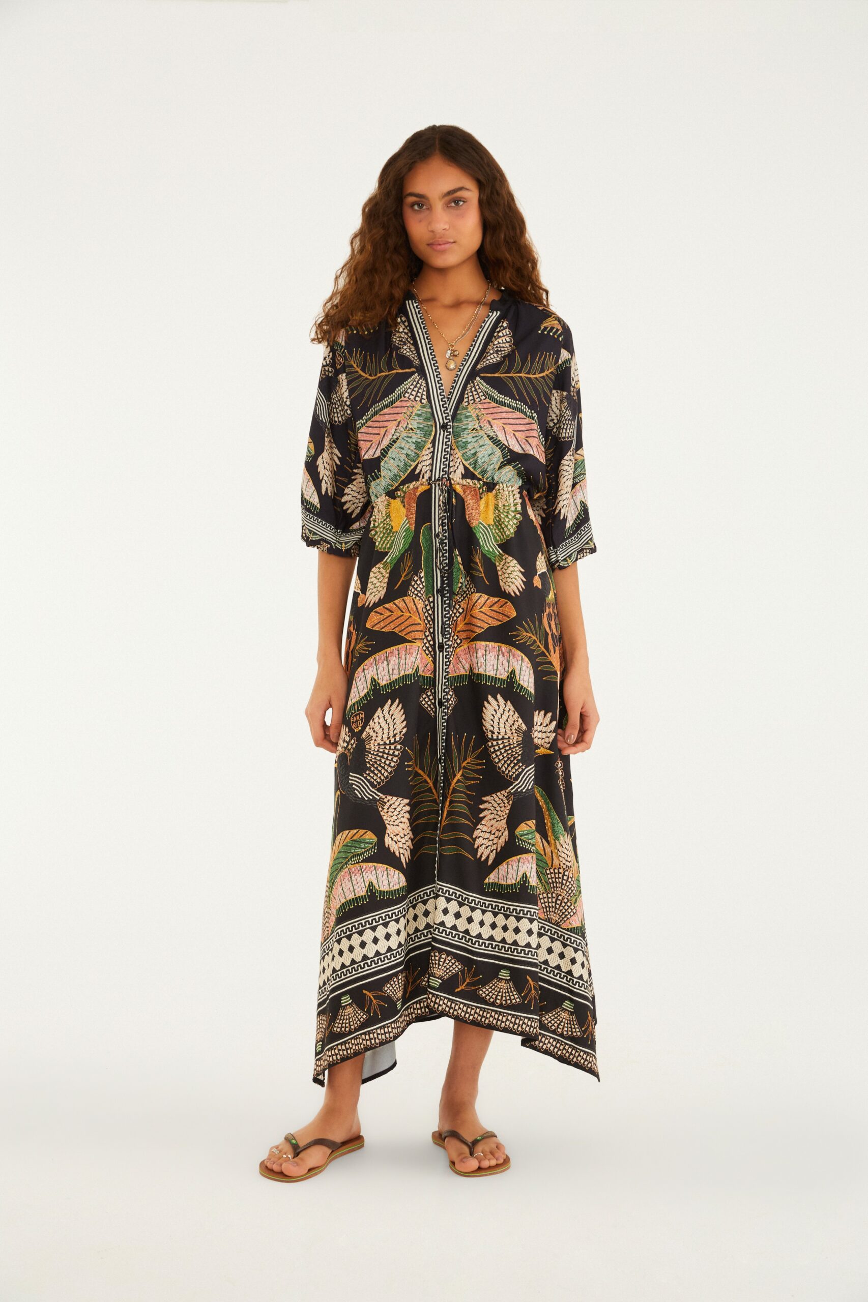 Vestido Longo Estampado Recanto Dos Pássaros