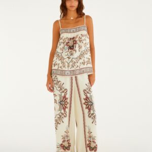 Calça Reta Estampada Jardim Majestoso