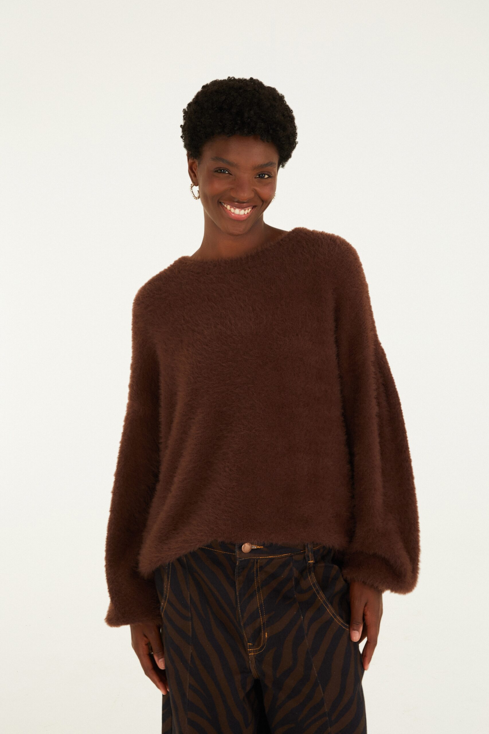 Pull Tricot Pelinho Marrom