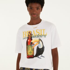 T-Shirt Media Brasil Saideira Off White