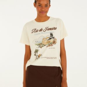 T-Shirt Fit Mapa Do Rio Bege Concha