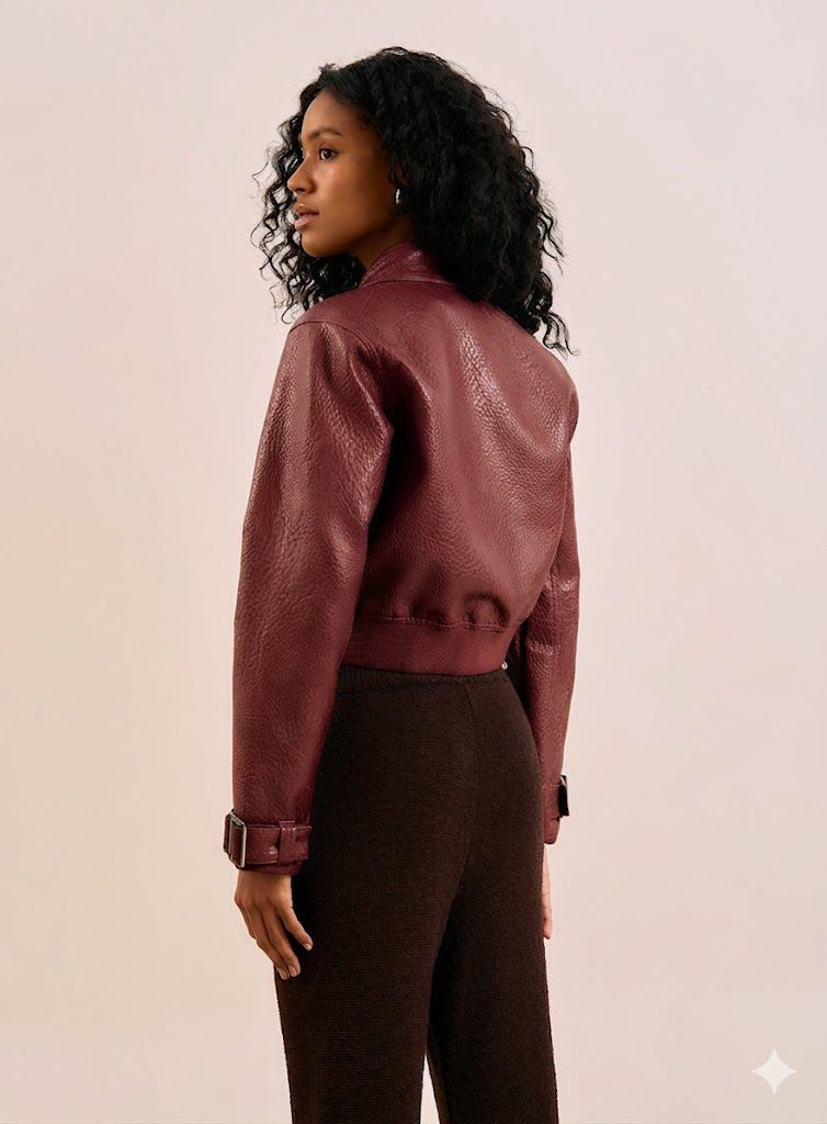 Jaqueta Cropped PU Bomber - Imagem 4