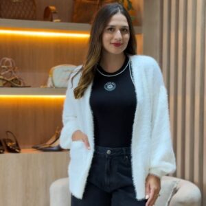 CARDIGAN TRICOT PELINHO COM BOLSO