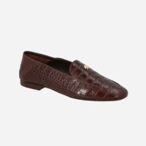 MOCASSIM LOAFER EM COURO CROCO MARROM