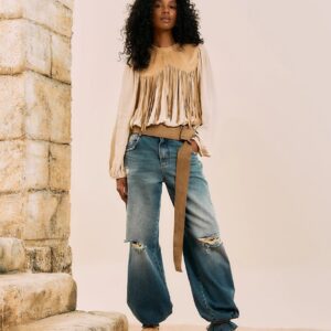 Calça Jeans Wide Leg Destroyed