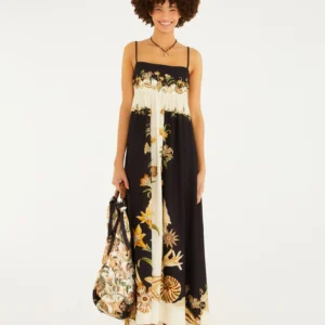 Vestido Midi Estampado Concha Surreal