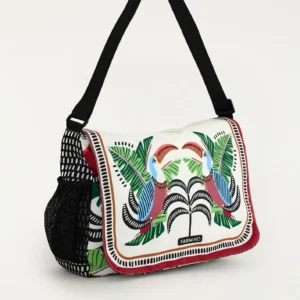 Bolsa transversal brisa tucanos com folhagens