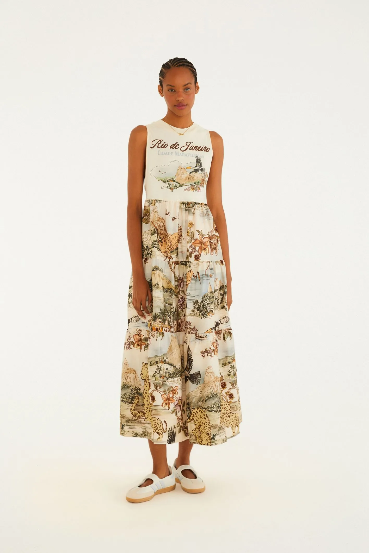 Vestido Longo Estampado Mapa Rio