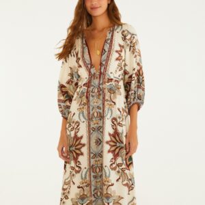 Vestido Longo Estampado Jardim Majestoso