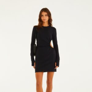 Vestido Curto Drapeado -PRETO