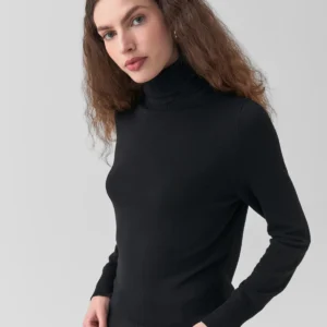Blusa Tricot Básico Gola Alta Preta