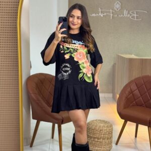 Vestido Curto Moletom Estampado Selos Do Brasil