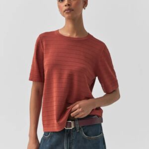 Blusa Tricot Listras Relevo Laranja