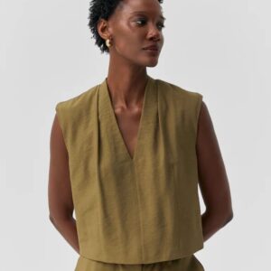Blusa Reta com Pregas Verde