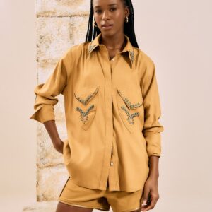 Camisa Manga Longa Com Aplicações