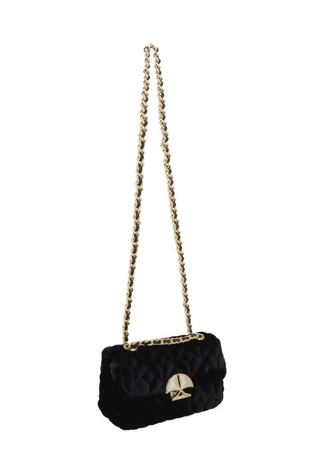 BOLSA PEQUENA EM VELUDO PRETO ACOLCHOADA - Imagem 3