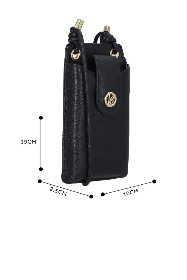 BOLSA PEQUENA PORTA-CELULAR EM COURO PRETO COM ALÇA DE NÓ - Imagem 4