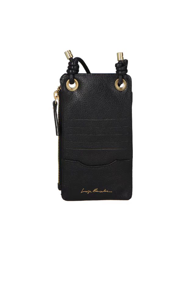 BOLSA PEQUENA PORTA-CELULAR EM COURO PRETO COM ALÇA DE NÓ - Imagem 3