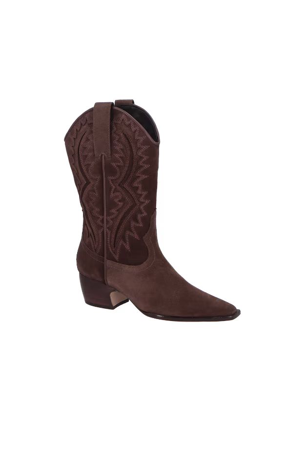 BOTA WESTERN CANO MÉDIO EM CAMURÇA CAFÉ