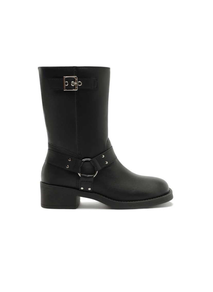 Bota Biker Cano Médio Preto