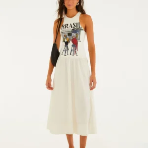 Vestido Midi Godê Estampado Pássaros Brasil