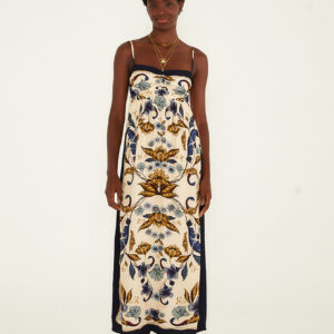 VESTIDO CROPPED FLORAL MAYE BEGE