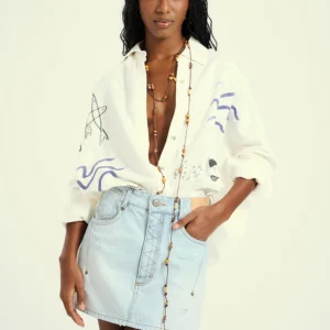 Saia Curta Jeans Com Bolsos