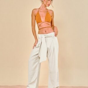 Calça Feminina Alfaiataria Com Cinto De Amarração