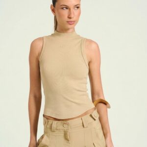 Blusa Feminina Com Gola Alta -bege gale