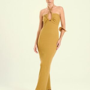 Vestido Feminino Longo Canelado Com Alça